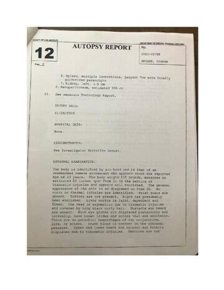 Gianna Bryant Autopsy Report Released